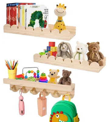 Immagine prodotto di Mensole a parete, organizer in legno, decorazione versatile, confezione da 3 pezzi