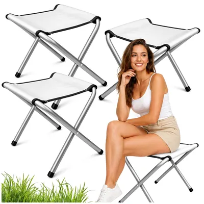 Produktbild von OMNA | Klappstuhl Set - 4 Stück - Weiß - Leicht - Tragbar - Ideal für Camping und Strand