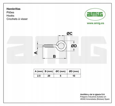 Produktbild von AMIG Schraubhaken mit Öse, 2,5x20mm, verzinkt, 26 Stück