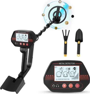 Immagine prodotto di Metal detector - Professionale - Impermeabile - Alta sensibilità - Display LCD - Batterie incluse - Per monete e gioielli - Nero