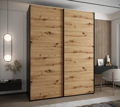 Obrázek produktu pro Dvoudveřová skříň SAMARA 1 - 200 cm, černá / dub artisan / černá