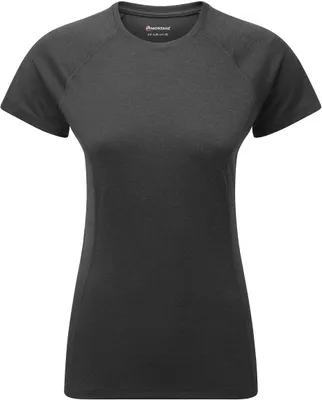 Schwarzes Dart T-Shirt für Damen von Montane; mit kurzen Ärmeln und sportlichem Schnitt.