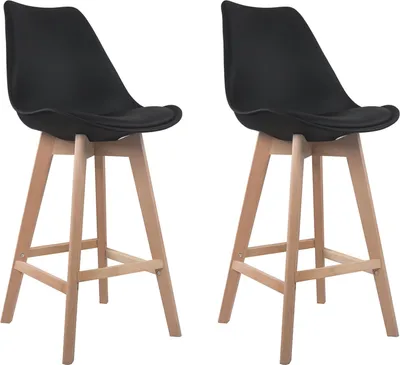 Image de Lot de 2 tabourets scandinaves SVEN noir avec coussin