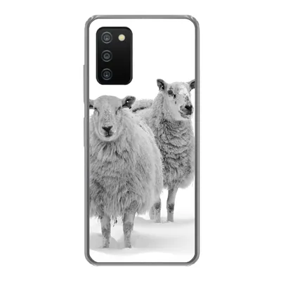 Produktbild von MuchoWow® Handyhülle Schutzhülle Hülle für Samsung Galaxy A03s Schafe - Schnee - Weiß Silikon Softcase Handy Hülle - Schutz