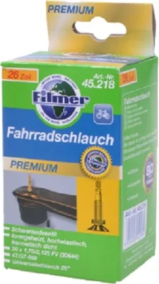 Produktbild von Filmer 45.218 Fahrradschlauch 26 x 1,75/2,125 Sklaverand - Schlauch für 26" Rad