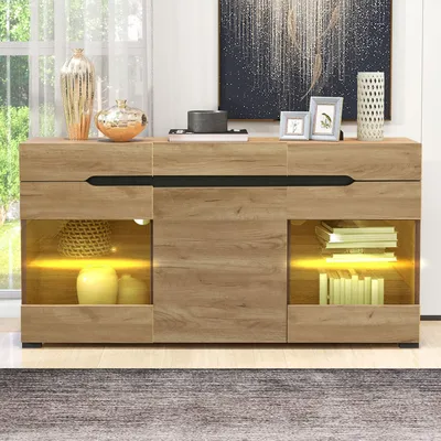 Productafbeelding van LED-dressoir, 3 deuren + 3 lades, modern design, veel opbergruimte