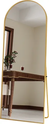 Zdjęcie produktu dla ProximaX Lustro pełnometrażowe z zaokrąglonymi rogami, 165 x 60 cm Lustro pełnometrażowe duże Wolnostojące, wiszące, stojące na podłodze lustro jako garderoba do salonu, złote