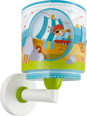 Produktbild von Kinder Wandleuchte Pirateninsel Doppelschirm mit ausgestanzten Figuren