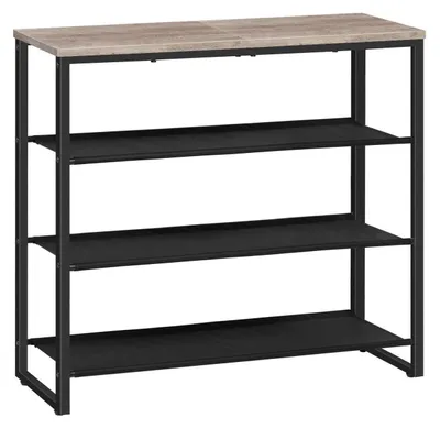 Produktbild von Schuhregal 4-stufig mit 3 Stoffebenen und 1 Paneelebene 75x29x59,5 cm Greige/Schwarz