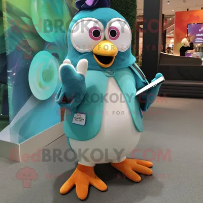 Produktbild von Blaugrüner REDBROKOLY Pinguin Maskottchen Kostüm mit Strampler und Ringen