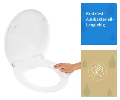 Immagine prodotto di Copertura per WC, chiusura ammortizzata, sistema di fissaggio rapido, BIANCO