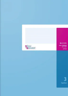Produktbild von 5X König & Ebhardt 8612031 Spaltenbuch, A4, 40 Blatt / 80 Seiten, hochglanzlackierter Karton, 80 g/m²