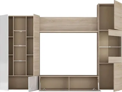 Immagine prodotto di Dmora Parete Attrezzata Angioletto 42.00x260.00x185.00h cm Marrone Rovere, 17 Vani 8 Ante