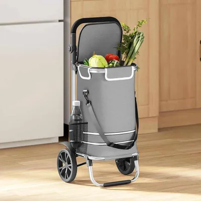 Produktbild von vidaXL Einkaufswagen Grau 36,5 x 46,5 x 100,5 cm Oxford-stoff