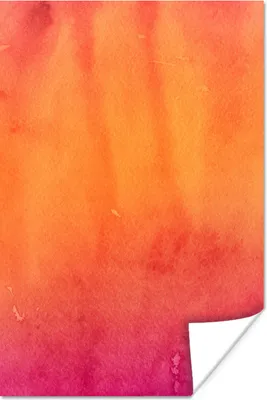 Produktbild von MuchoWow® Poster Aquarell - Orange - Rosa - Abstrakt 40x60 cm - Plakate für die Wand - Poster Babyzimmer