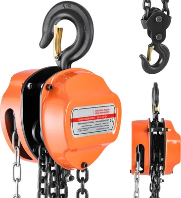 Image de SucceBuy Palan manuel à chaîne avec capacité de charge de 2 tonnes, hauteur de levage de 6 m, chaîne G80, palan robuste pour les garages, les entrepôts et l'entretien des machines, orange