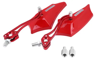 Image de 1 paire de rétroviseurs latéraux universels de 10 mm et 8 mm en alliage d'aluminium pour moto, scooter, rouge