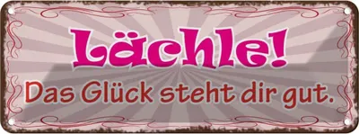 Produktbild von vianmo Blechschild 10x27 cm Lächle das Glück steht dir gut Dekoration Spruch Zitat