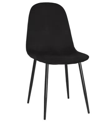 Image de lot de 4 chaises rembourrées Chaise de salle à manger Chaise de salon rembourrée, 4x noir avec pieds noirs