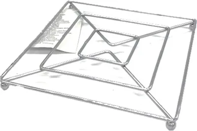 Produktbild von Robuster, hitzebeständiger Topfuntersetzer aus glänzendem Chrom, viereckig