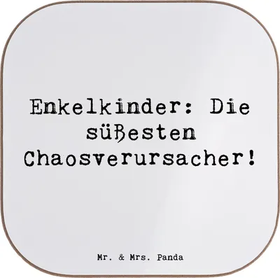 Produktbild von Mr. & Mrs. Panda Bierdeckel Personalisiert Enkelkinder Chaos - Weiß - Geschenk, herzerwärmende Sprüche, untersetzer, Personalisierter, Familienmitglieder, bedruckt