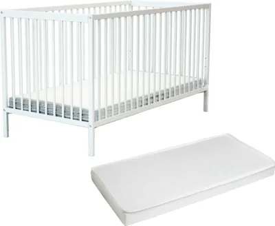 Immagine prodotto di AT4 - Lettino per bambini legno con materasso ONE legno - Bianco - 70 x 140 - 144 x 72.50 x 82 cm