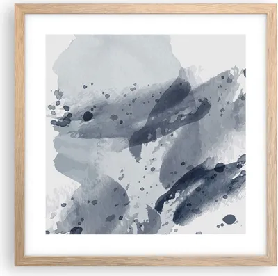 Produktbild von Gerahmtes Poster - Rahmen in heller Eiche - Abstraktion Blau Minimalismus - 40x40 cm - Wand Bild - Wanddeko - Wandbilder - Kunstposter - Wandposter - Bilderrahmen - Bilder - P2NAC40x40-4941