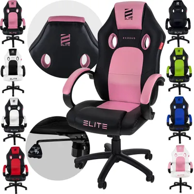 Produktbild von Elite Gaming Stuhl EXODUS | Bürostuhl Ergonomisch - Schreibtischstuhl - PC Gamer Racing Stuhl - Gaming Sessel - Computerstuhl - Belastbar bis 150 kg