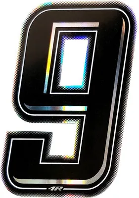 Image de Autocollant numéro de course pour moto "9" Slim noir 100 mm