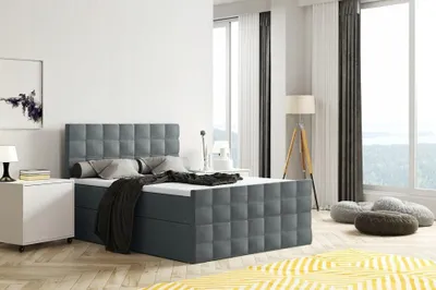 Produktbild von Bett, Boxspringbett MERA mit Fußteil, Bettkästen, OHNE Topper, Doppelbett, Stauraum, Federkern, 180x200 cm (Gau - Inari 96)