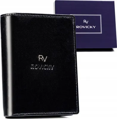 Obrázek produktu pro Pánská peněženka Rovicky z přírodní kůže černá RFID 13x10 cm