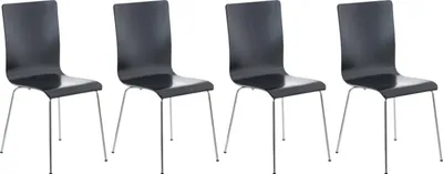 Produktbild von 4er Set Besucherstuhl TUNIS - Holz Schwarz 43x47x87 cm | Besucherstühle Konferenzstuhl Wartezimmerstuhl Bürostühle Bürostuhl Konferenzraum Wartezimmer