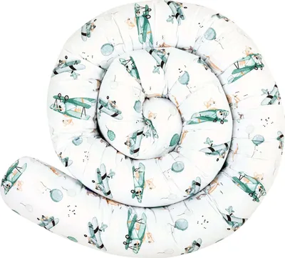 Produktbild von Bettschlange 300 cm [100% Baumwolle - Balloon Travel] Bettumrandung Bettrolle Babybettschlange 3m