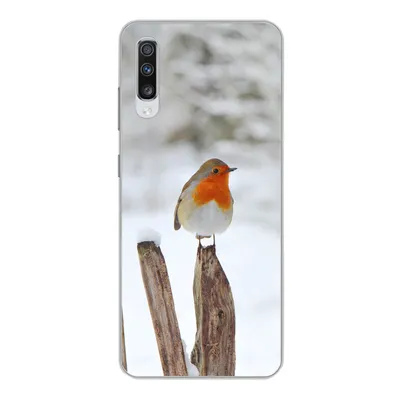 Produktbild von MuchoWow® Handyhülle Schutzhülle Hülle für Samsung Galaxy A70 Vogel - Zaun - Schnee Silikon Softcase Handy Hülle - Schutzhaube