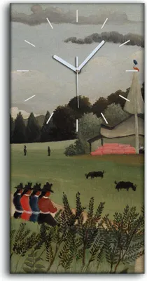 Produktbild von Wandbild Leinwand Bilder mit Uhr 30x60 Malerei auf dem Land Wald Bäume - weiße Hände