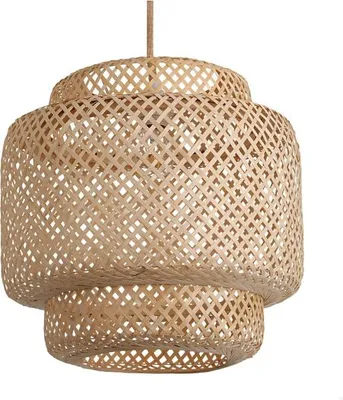 Image de Suspension Boho BONN RW abat-jour tressé LARGE 40 cm E27 blanc Lampe de table en rotin Soffitte pour salle à manger suspension couleur : naturel (Ø40 cm)