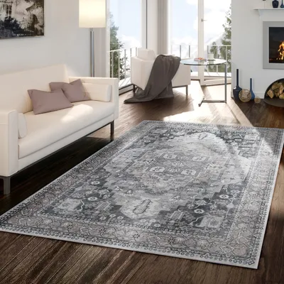 Produktbild von TT Home Wohnzimmer Teppich Esszimmer Waschbar Flachgewebe Used Look Marokko Größe 120 cm Rund