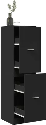 Produktbild von vidaXL Apothekerschrank Schwarz 40x41x144,5 cm Holzwerkstoff