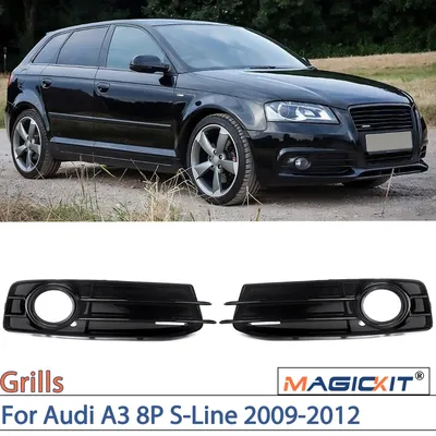 Image de Grille de feux de brouillard avant, paire, noir brillant, en plastique ABS, pour Audi A3 8P S-Line, modèles 2009-2012