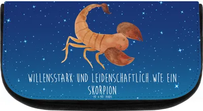 Produktbild von Mr. & Mrs. Panda Make-up Täschchen Sternzeichen Skorpion - Sternenhimmel Blau - Geschenk, kleiner kulturbeutel, kosmetiktäschchen, Geburtstag November, Skorpione, Oktober
