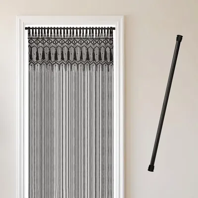 Image de Rideau bohème en macramé avec tringle, longueur réglable de 70 à 120 cm