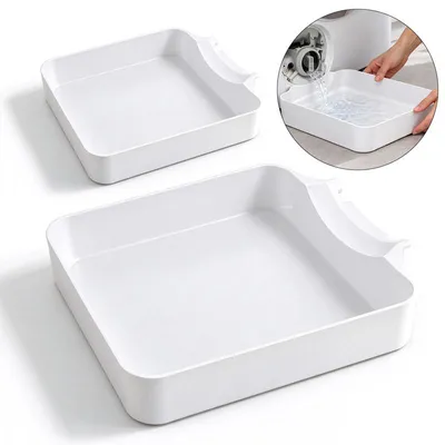 Produktbild von Waschmaschinen-Ablaufwanne 2er Set, Wasserauffangschale für Hauswirtschaftsraum, Keller und Wohnung, leicht zu reinigen, 17,5 × 17,5 × 4,5 cm