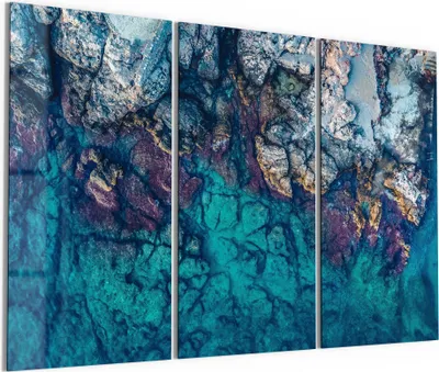 Produktbild von DEQORI Glasbild Echtglas 3x50x100 cm 'Küstenfarbenspiel' Wandbilder XXL groß