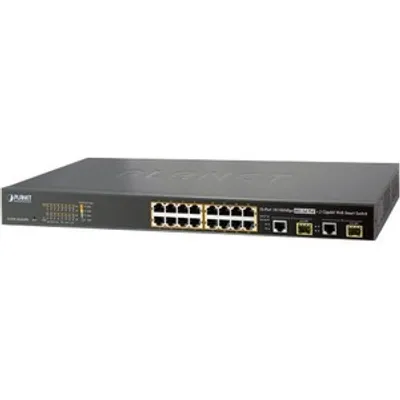 Produktbild von PLANET 16-Port 10/100TX 802.3at PoE + 2-Port Gigabit TP/SFP