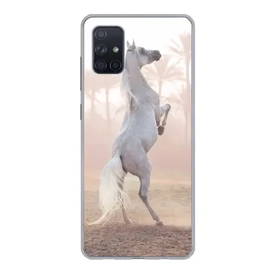 Produktbild von MuchoWow® Handyhülle Schutzhülle Hülle für Samsung Galaxy A71 Pferd - Sand - Palme Silikon Softcase Handy Hülle - Kartenbesitzer