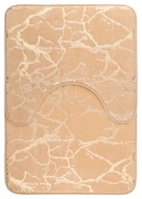 Produktbild von Badezimmerteppiche MARLENE, 2-teiliges Set, beige, stilvolles goldenes Muster, weich und flauschig
