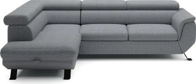 Obrázek produktu pro DomoHome ECKSOFA RAVEN L s funkcí spaní a lůžkem, volně stojící, čalouněná pohovka s nastavitelnými opěrkami hlavy, 257x198x96 cm, levá strana, barva: šedá