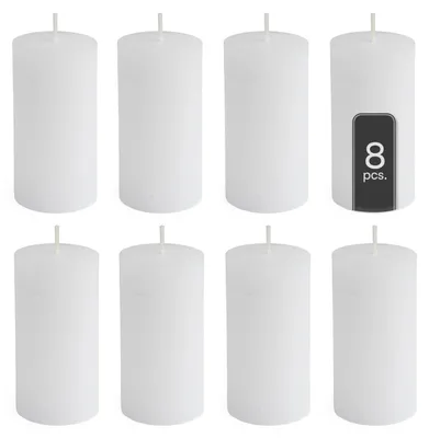 Produktbild von Stumpenkerze - 6 x 12 cm - Weiß - Paraffinwachs - 8er Set