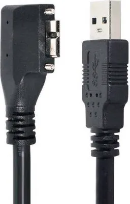 Zdjęcie produktu dla SYSTEM-S Kabel USB 3.0 3 m z wtyczką typu A na wtyczkę typu micro B z kątową śrubą w kolorze czarnym