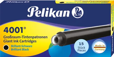 Produktbild von 15 Pelikan Großraum Tintenpatronen 4001®/ Füllerpatronen/Farbe: brillant-schwarz